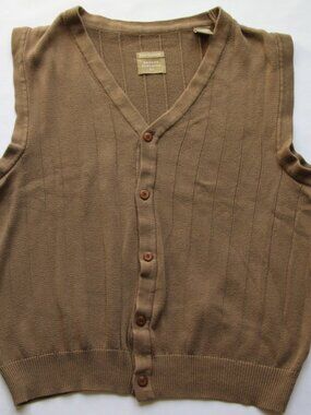 CITY CASUALS HAGGAR CLOTHING Cocoa Brown Sweater Vest 100% Cotton Dry Clean Only